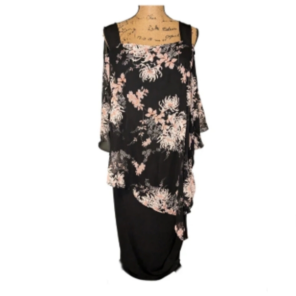Glamour Elegant Black and Pink Maxi Dress - Picture 1 of 5